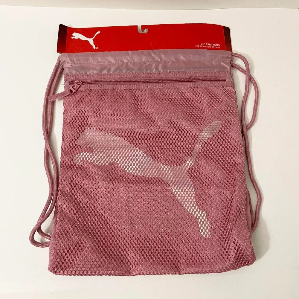 Puma Carrysack 18 x 14 Inch Large Cinch Sack Backpack Tote Bag Medium Pink